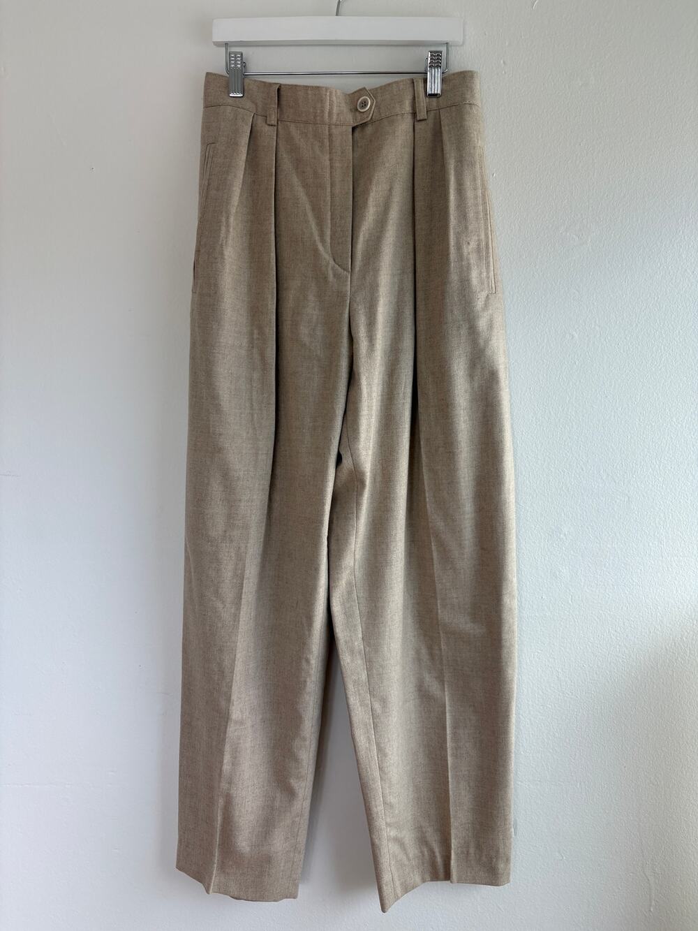 Escada by Margaretha Ley Vintage Beige Pleated Trousers Women's High Waist Wide